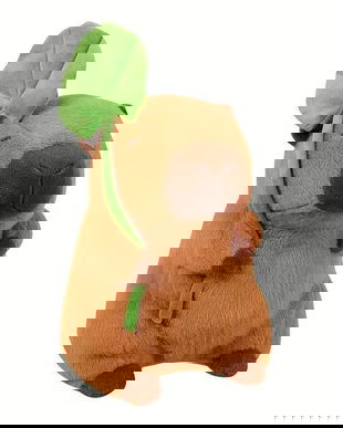 Jucărie de Pluș Capybara cu Frunză, 30 cm, Maro &ndash; Plus Moale pentru Copii