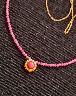 Rezervat Colier vermeil turmalina roz charm argint placat cu aur rubin zirconiu lant vermeil minimalist boho chic trendy