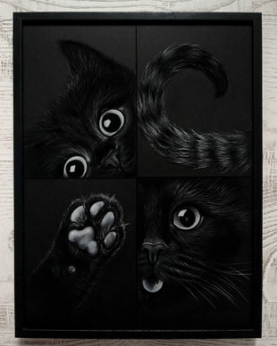 Tablou ilustrație "Black Lucky Cat"