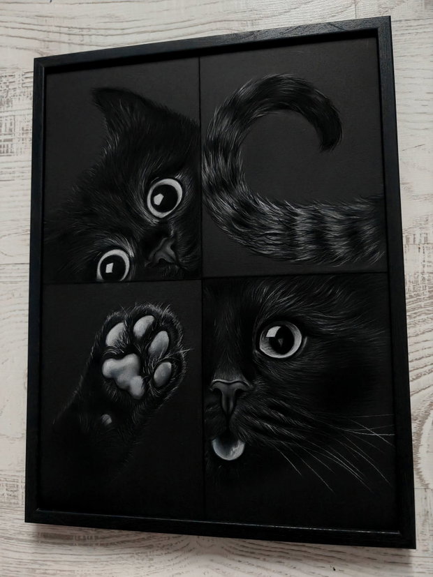 Tablou ilustrație "Black Lucky Cat"
