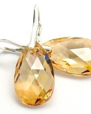 Cercei Cristale Swarovski si Argint 925 - CE253.2 - cercei aurii, cercei cristale mari, cercei stralucitori, cercei picatura, cadou romantic, cercei ocazie, cercei cadou, cadou iubita