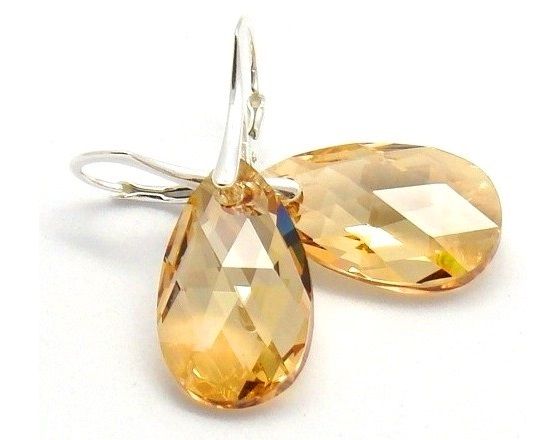 Cercei Cristale Swarovski si Argint 925 - CE253.2 - cercei aurii, cercei cristale mari, cercei stralucitori, cercei picatura, cadou romantic, cercei ocazie, cercei cadou, cadou iubita