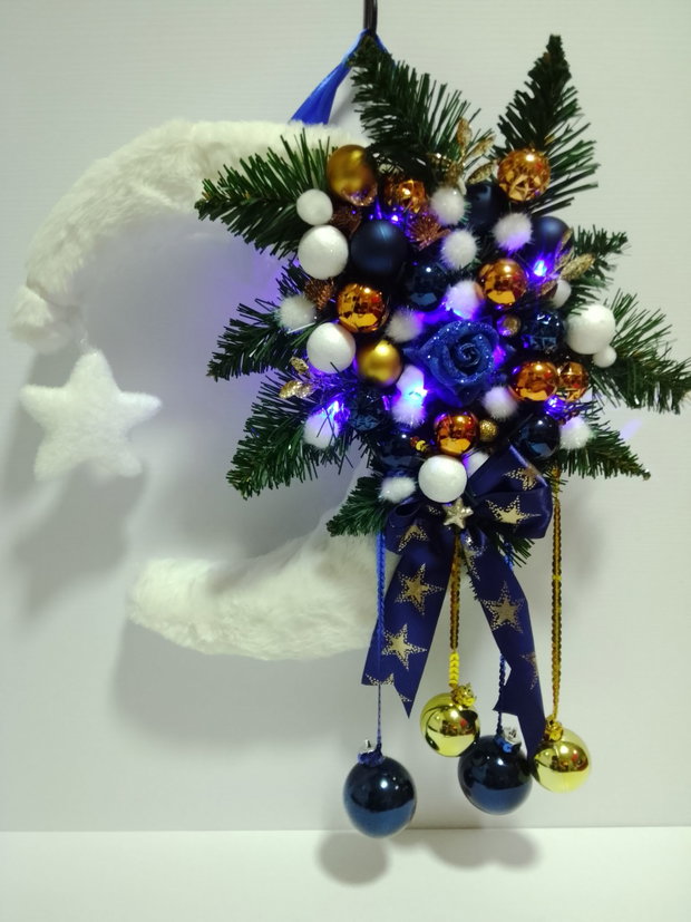 Winter Moon-Midnight Blue-White Frost-Red Shine