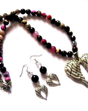 set bijuterii ,cu  agate multicolore fatetate 51060