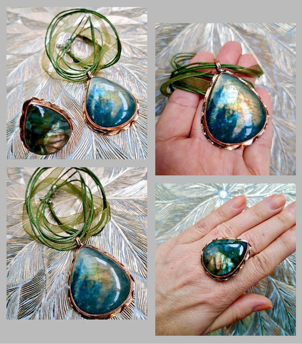 Set vintage labradorit & cupru