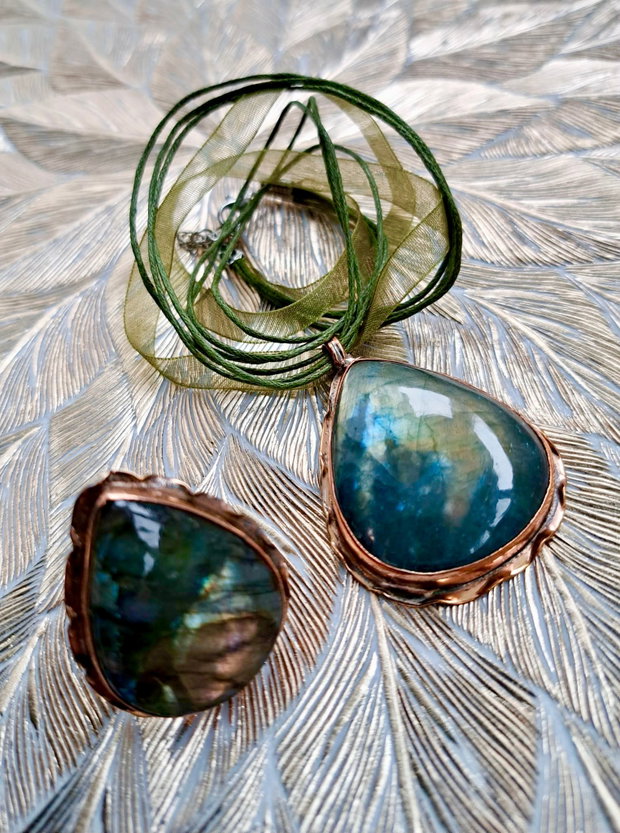 Set vintage labradorit & cupru
