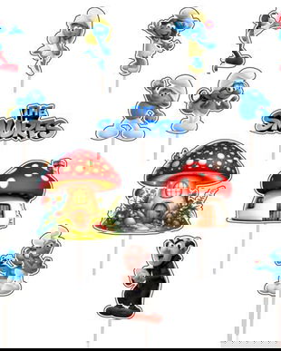 Set figurine tort/brioșe Ștrumfii, Bita Decorations, Photo Paper Glossy