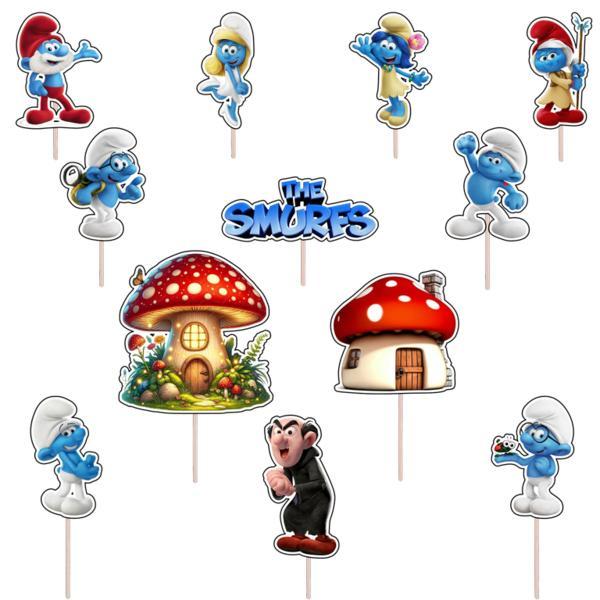 Set figurine tort/brioșe Ștrumfii, Bita Decorations, Photo Paper Glossy