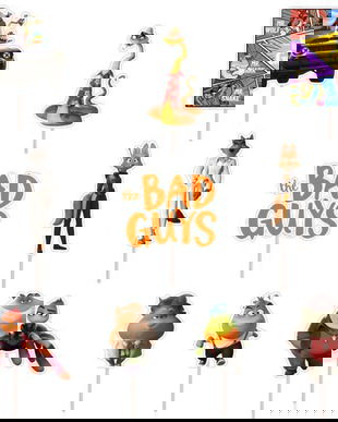 Set figurine tort/brioșe Bad Guys, Bita Decorations, Photo Paper Glossy