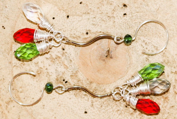 Cercei handmade cu cu cristale fatetate