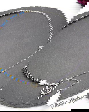 Colier handmade versatil - cristale electroplacate, perla de cultură (cod1367)