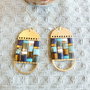 Cercei Boho Dangle cu Tila albastru si bronz, tortite placate cu aur 14k