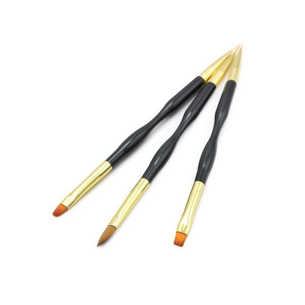 Set de pensule pentru gel Global Fashion, cu două capete, 3 bucăți