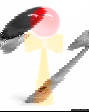 Kendama din Lemn Profesională, 25 cm, Bilă Lacuită Roșie, Jucărie de &Icirc;ndem&acirc;nare pentru Copii și Adulți