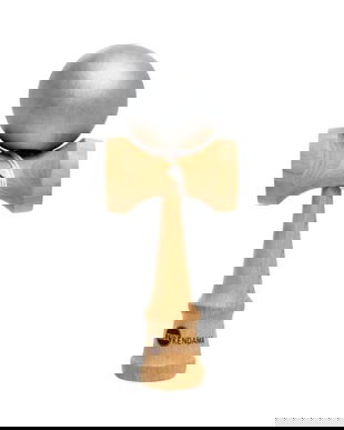 Kendama Profesională din Lemn, 25 cm, Bilă Metalică Argintie, Joc de &Icirc;ndem&acirc;nare pentru Copii și Adulți