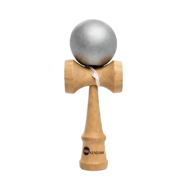 Kendama Profesională din Lemn, 25 cm, Bilă Metalică Argintie, Joc de &Icirc;ndem&acirc;nare pentru Copii și Adulți