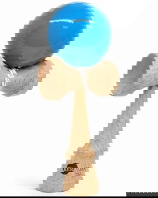 Kendama din Lemn Profesională, Bilă Albastră, 25 cm &ndash; Jucărie Skill Toy pentru Copii și Adulți