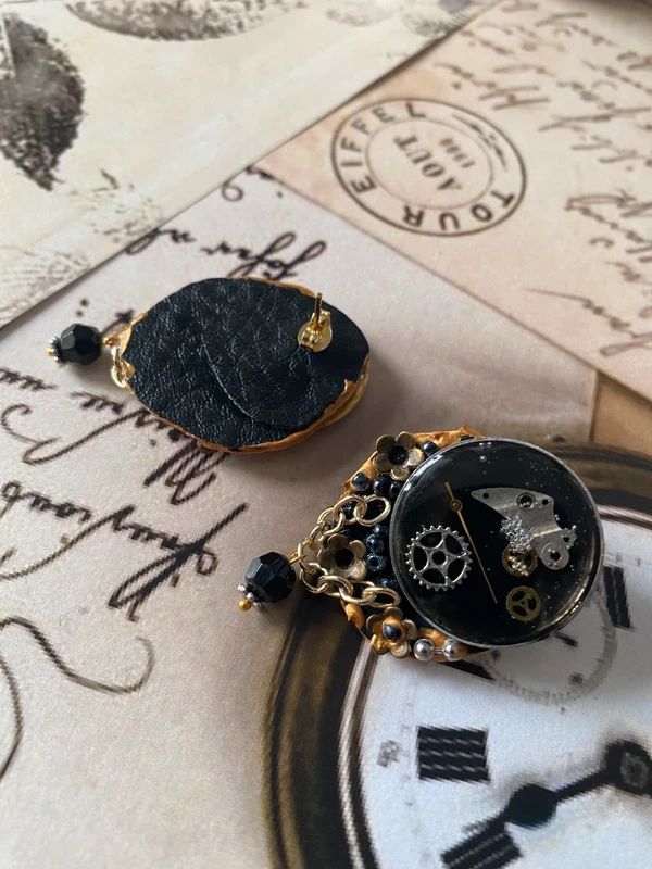 Cercei asimetrici・Cercei rock・Cercei unicat steampunk art