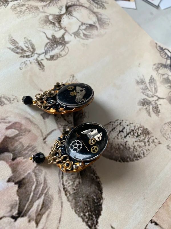 Cercei asimetrici・Cercei rock・Cercei unicat steampunk art