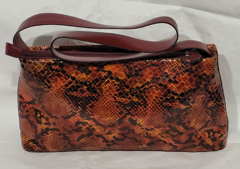 Geanta piele naturala  cu print sarpe