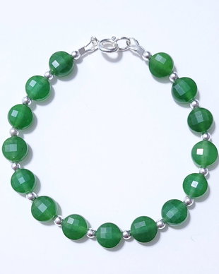 Bratara argint 925 cu jad verde si hematit