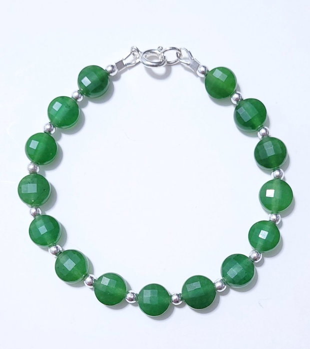 Bratara argint 925 cu jad verde si hematit