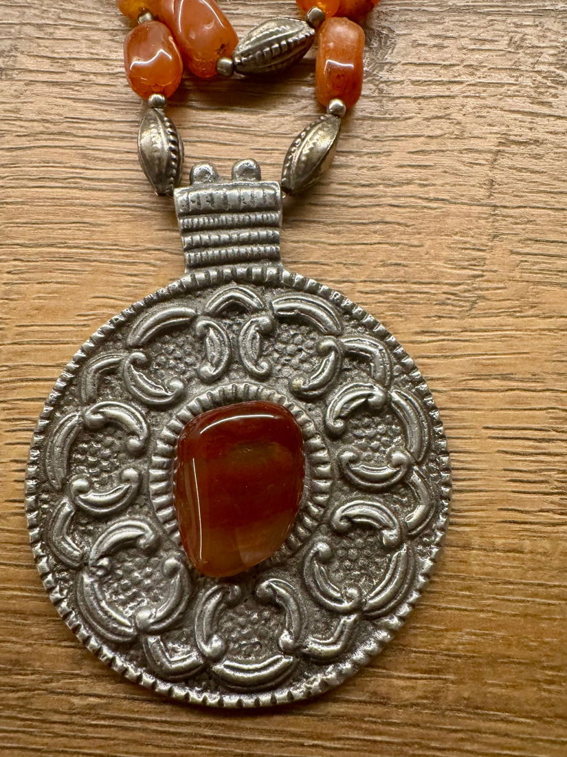 OPULENT COLIER VINTAGE XXXL ALAMA ARGINTATA,CARNEOL,TURCOISE