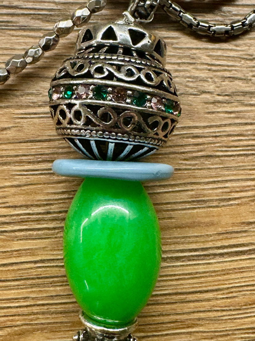 SUPERB COLIER MODEL ORIENTAL STICLA,STRASURI ,METAL,EMAIL ,C.A R.O SEMNAT XXL