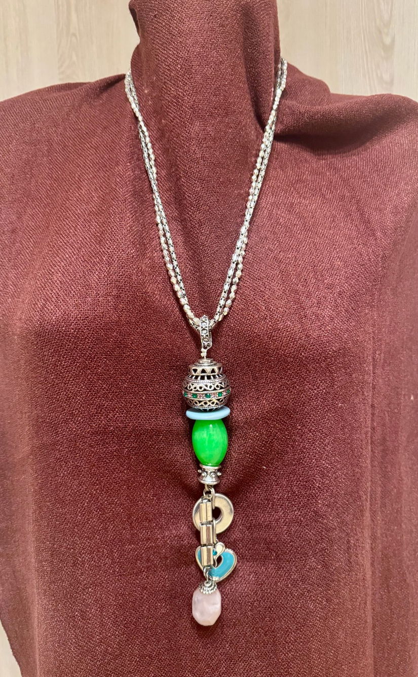 SUPERB COLIER MODEL ORIENTAL STICLA,STRASURI ,METAL,EMAIL ,C.A R.O SEMNAT XXL