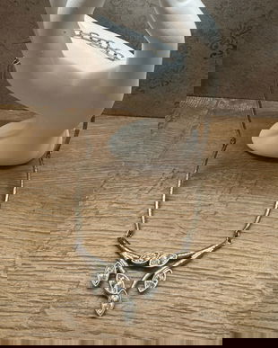 COLIER VINTAGE CIOCANIT MANUAL METAL ARGINTAT SI CRISTALE FIRMA AVANTAGE PARIS