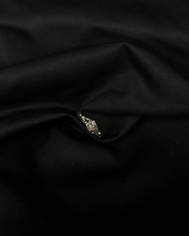 Inel din argint 925 cu zircon design alungit, piesă unicat