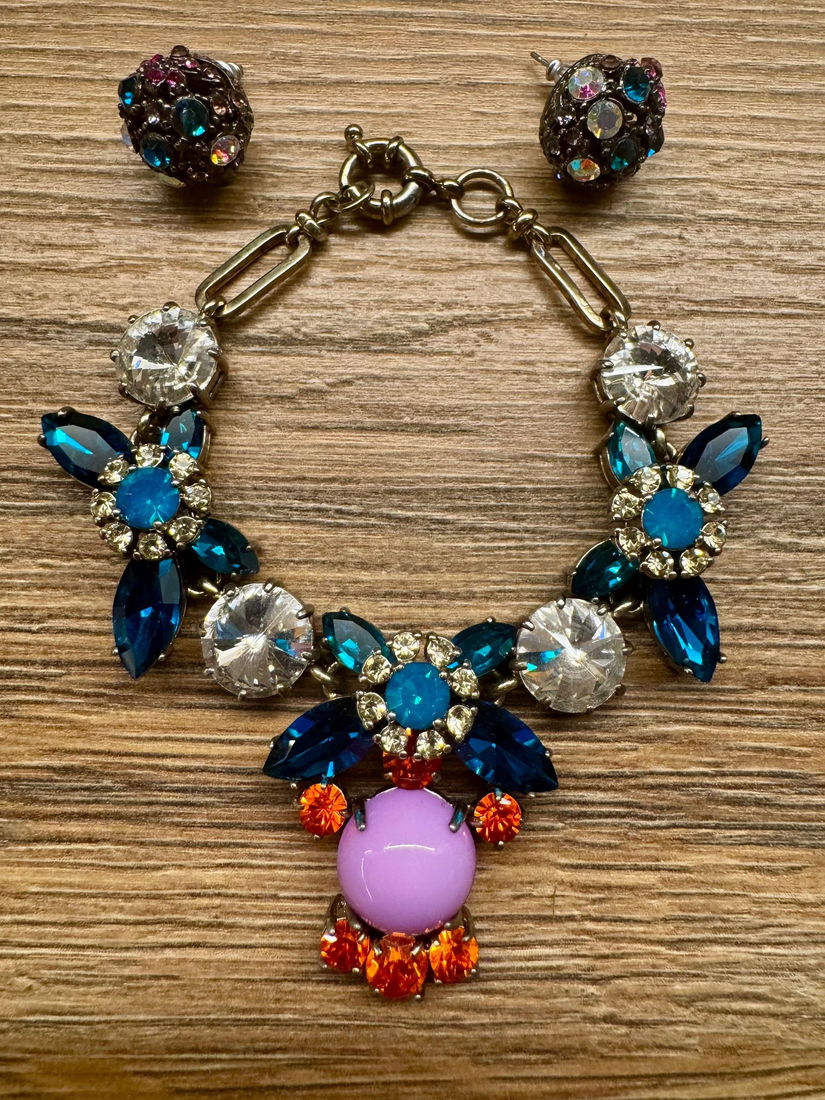 OPULENT SET BRATARA SI CERCEI STRASURI MULTICOLORE ITALIA