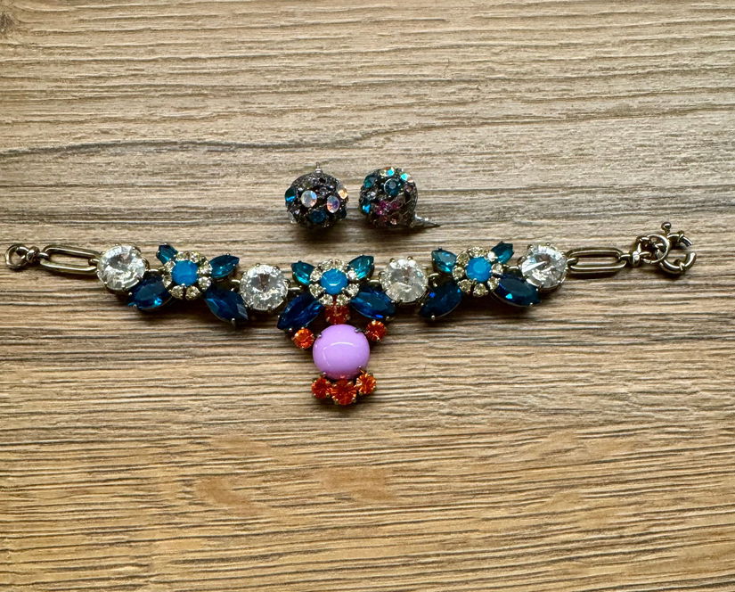 OPULENT SET BRATARA SI CERCEI STRASURI MULTICOLORE ITALIA