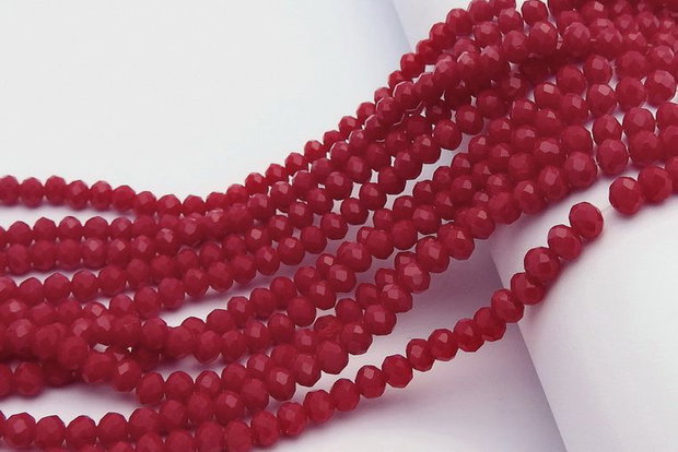 Cristale din sticla, rondelle, opace, 4x3.5 mm, rosu inchis-D02-D22