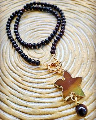 Colier CHOKER Granat visiniu & stea agata