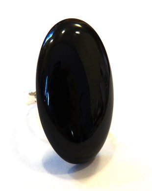 Inel Onix si Argint 925 - IN1510 - Inel negru reglabil, inel supradimensionat, inel pietre semipretioase, inel piatra mare, cadou sotie, inel statement, inel cadou, bijuterii cadou, cristale vindecatoare