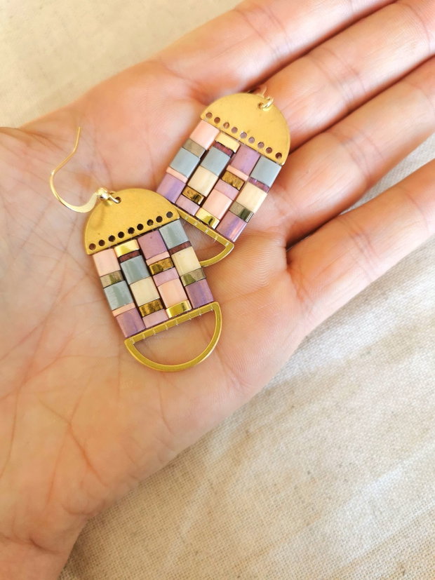 Cercei Boho Dangle cu Tila, tortite placate cu aur 14k