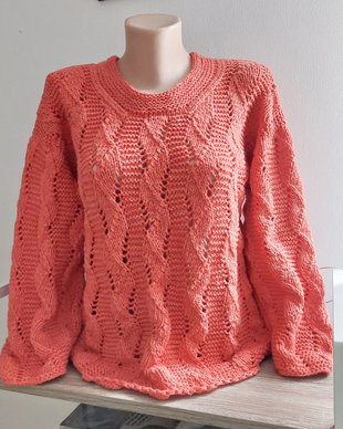 Bluza pulover tricotat manual coral