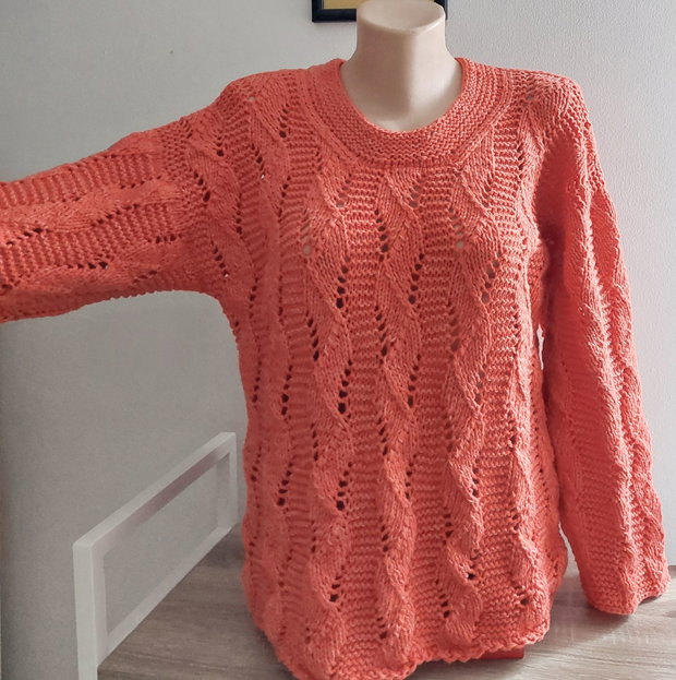 Bluza pulover tricotat manual coral