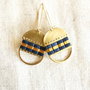 Cercei dangle cu Tila albastru si aur 24k, tortite placate cu aur
