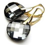 Cercei Cristale Swarovski si argint 925 aurit - CE292.1a - cercei Swarovski, cadou iubita, cercei ocazie, cadou romantic, cercei cadou, cadou sotie, cercei negri, cercei nasa