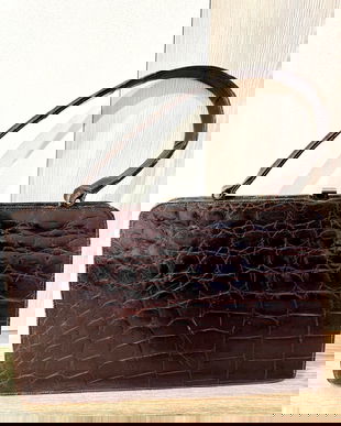 GEANTA PIELE NATURALA CROCODIL ,ELEGANTA,VINTAGE ANII 50