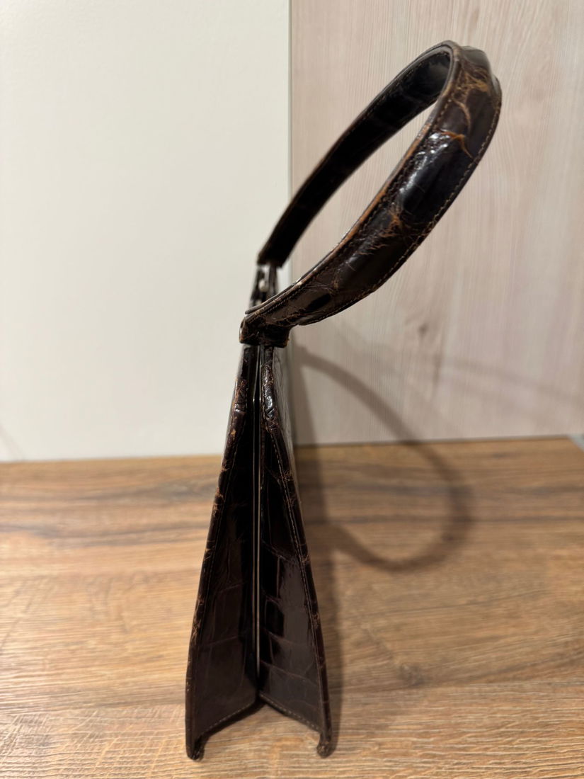 GEANTA PIELE NATURALA CROCODIL ,ELEGANTA,VINTAGE ANII 50
