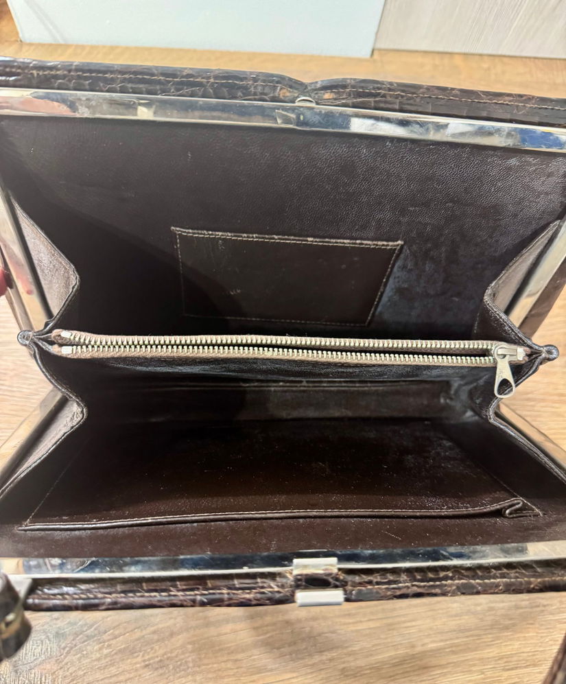 GEANTA PIELE NATURALA CROCODIL ,ELEGANTA,VINTAGE ANII 50