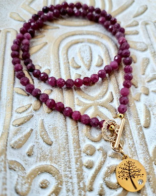 Colier CHOKER RUBIN natural & copacul vietii