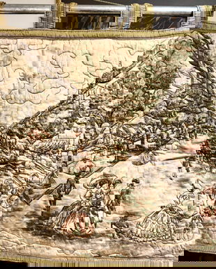 TAPISERIE PE MATASE ELEGANTA SCENA DE GEN CHAMPS ELYSEE PARIS PIESA DE COLECTIE