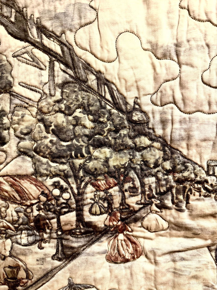 TAPISERIE PE MATASE ELEGANTA SCENA DE GEN CHAMPS ELYSEE PARIS PIESA DE COLECTIE