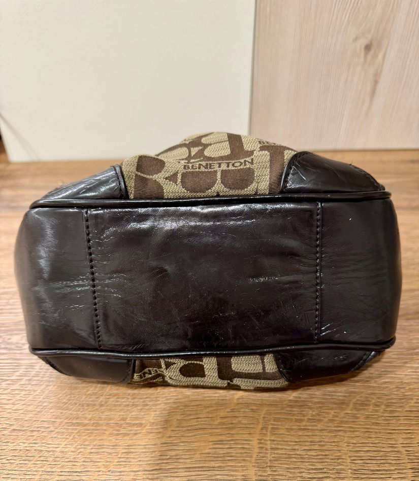 GEANTA BENETTON SPLENDIDA MATERIAL TEXTIL CU LOGO SI PIELE LACUITA