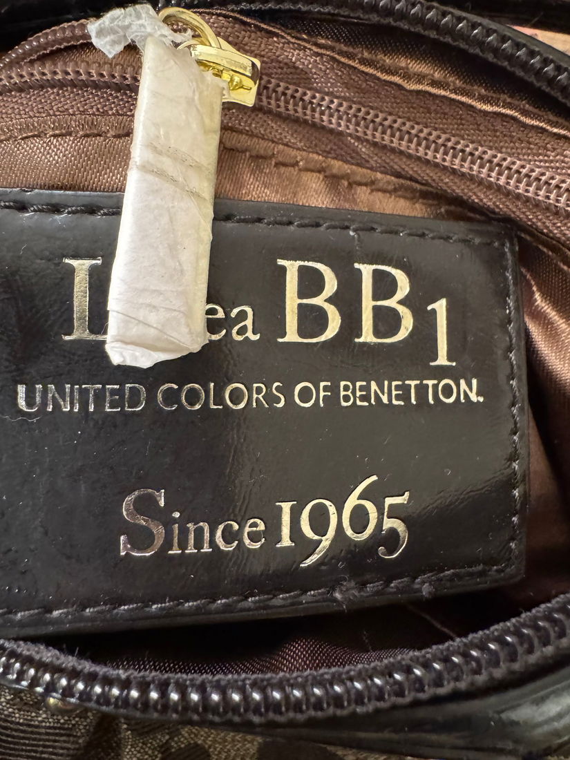 GEANTA BENETTON SPLENDIDA MATERIAL TEXTIL CU LOGO SI PIELE LACUITA