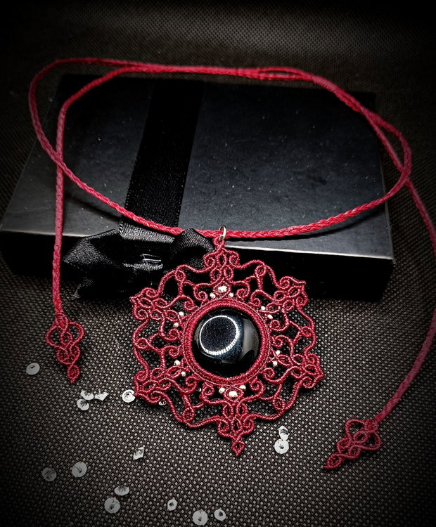 Pandantiv Talisman Micromacrame Mandala Onix
